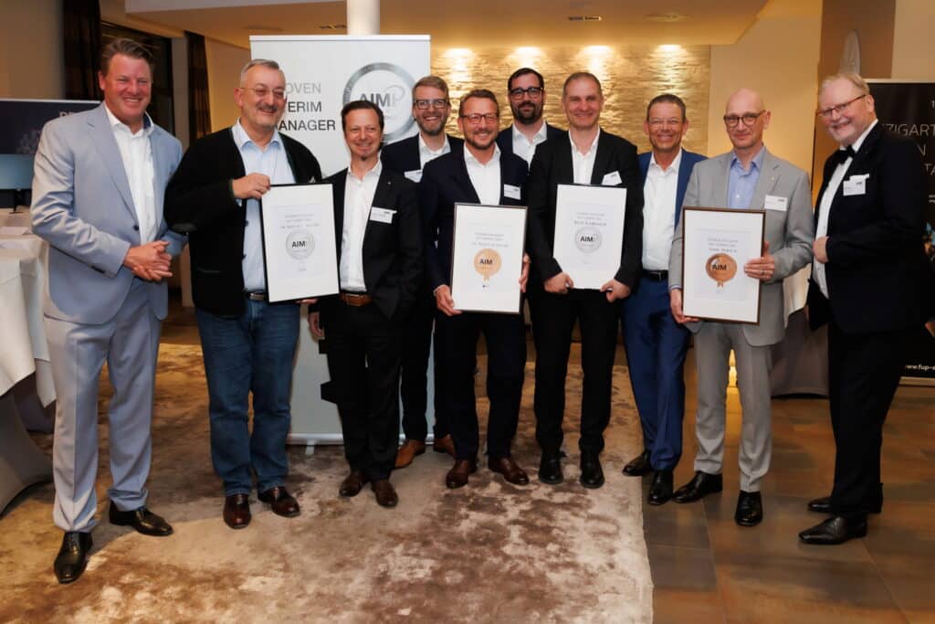Interim Manager des 2025: Dr. Bernd Kotschi (Gold), Bodo Antonic (Silber) und John Persch (Bronze)